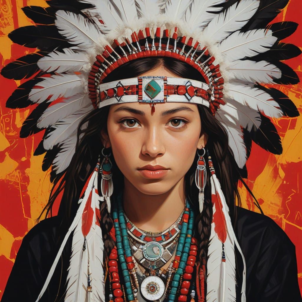 Lakota Princess in Bold, Graphic Style