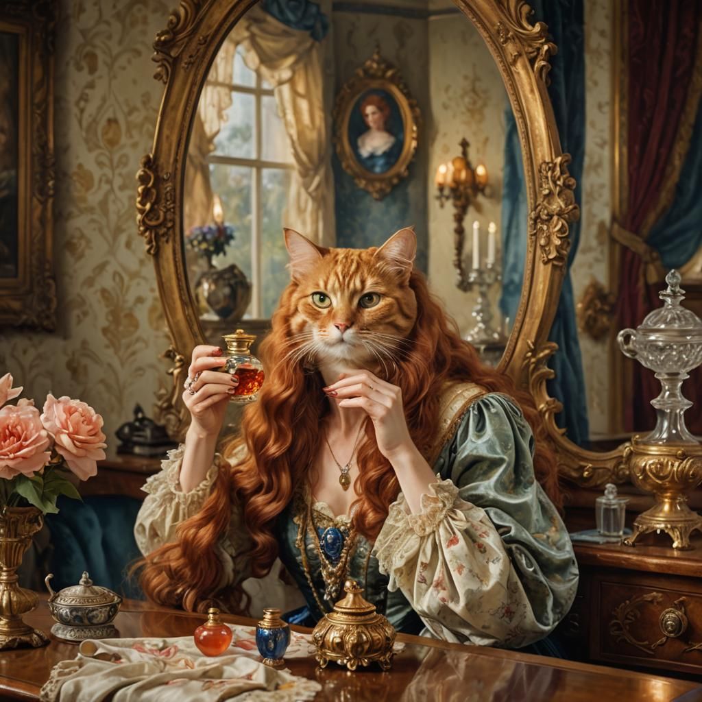 Victorian Woman with Perfume, Oil Painting