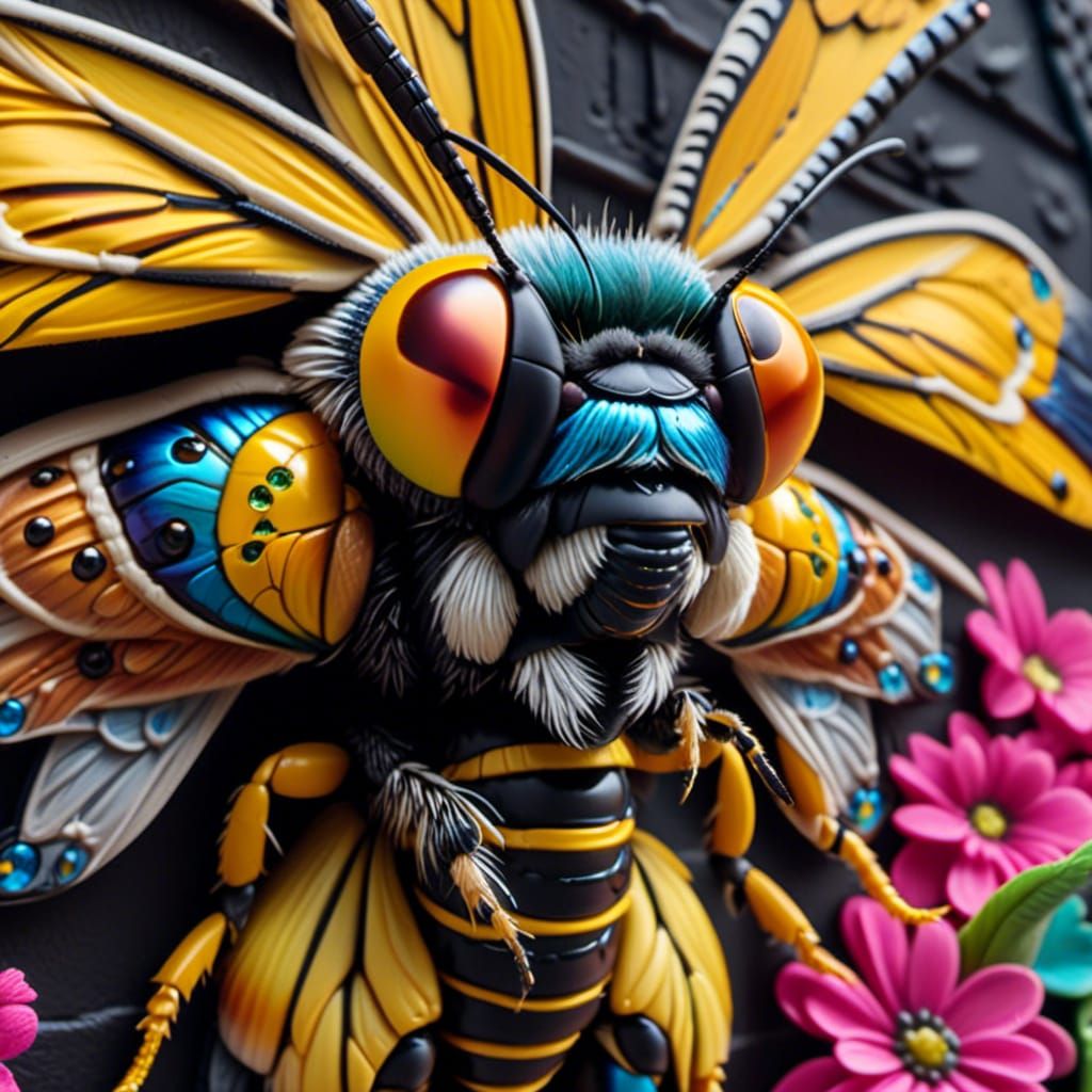 Hornet Moth Street Art Graffiti in Urban Pop Style