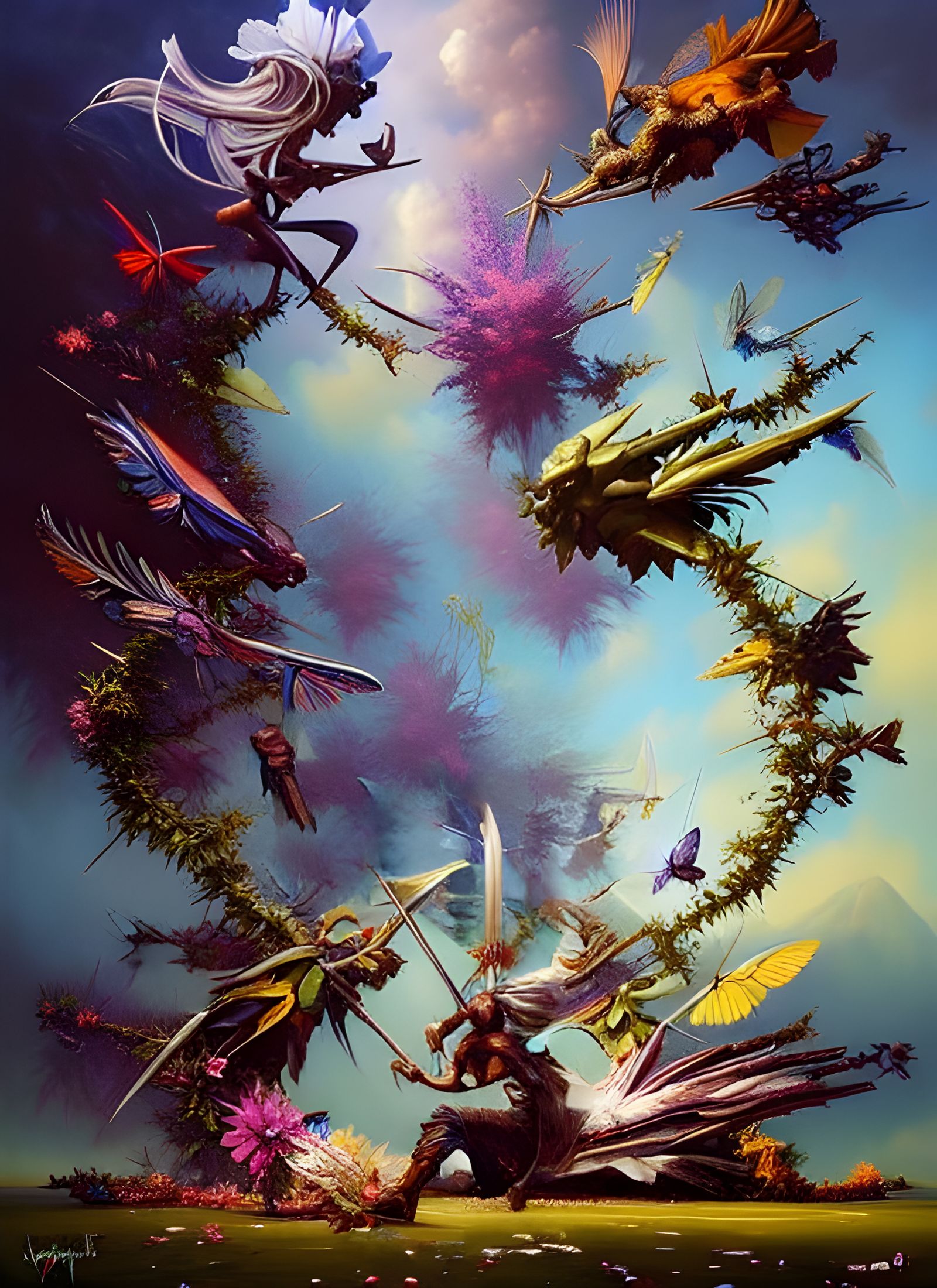 Broken Weapons Pile: Surreal Photorealistic Art