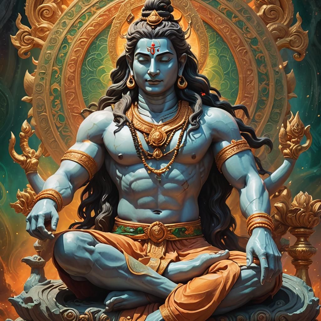Lord Shiva Meditating on Majestic Throne