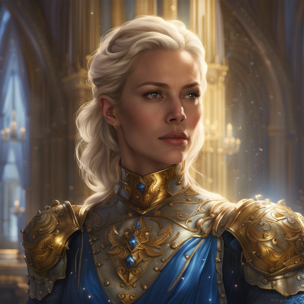 Armored Duchess Portrait in Art Nouveau Style