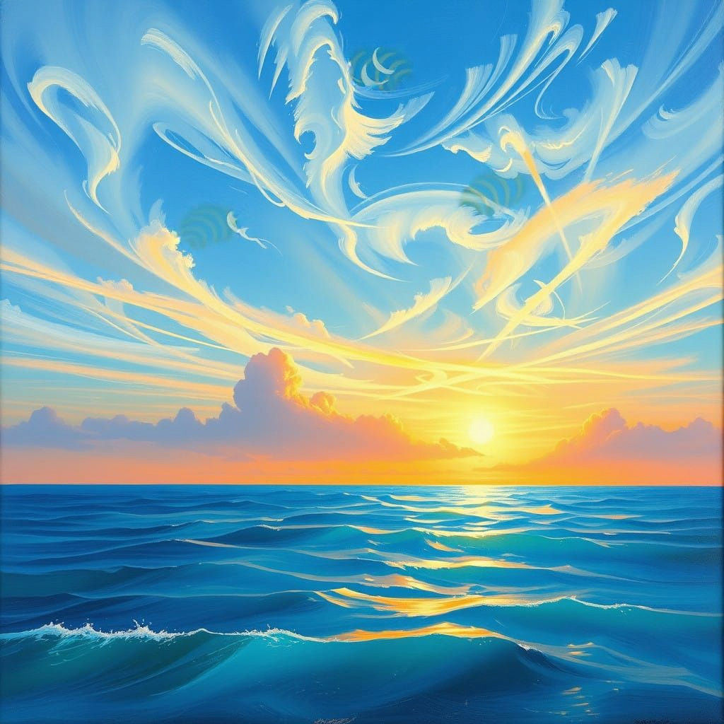Cerulean Sunset over a Peaceful Turquoise Ocean