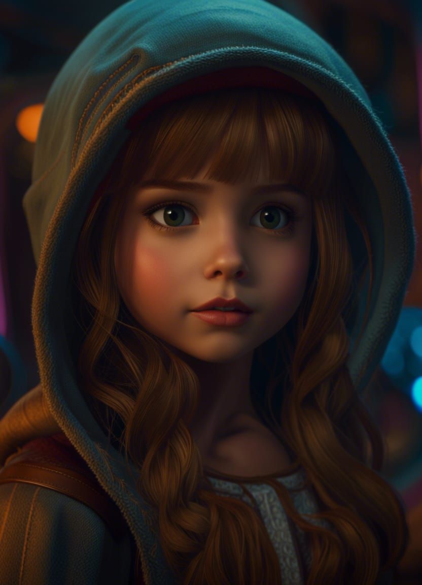Pixar-Style Portrait of an Adorable Little Girl