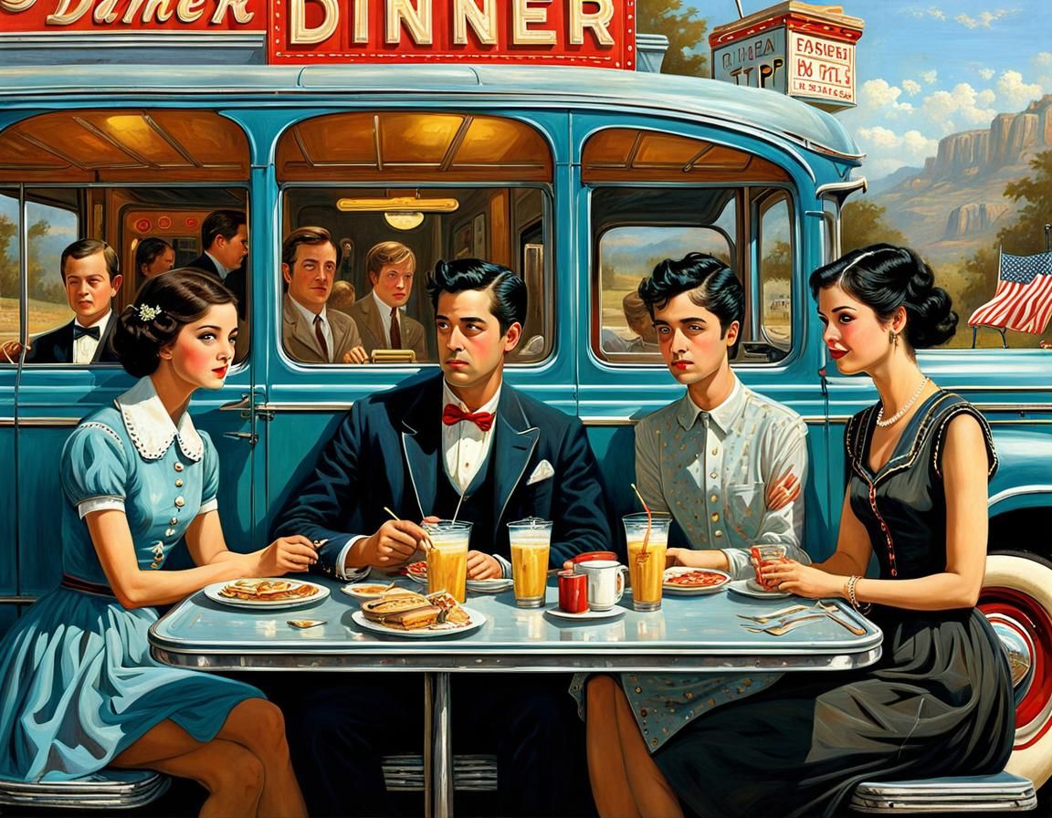 Family Road Trip at Roadside Diner