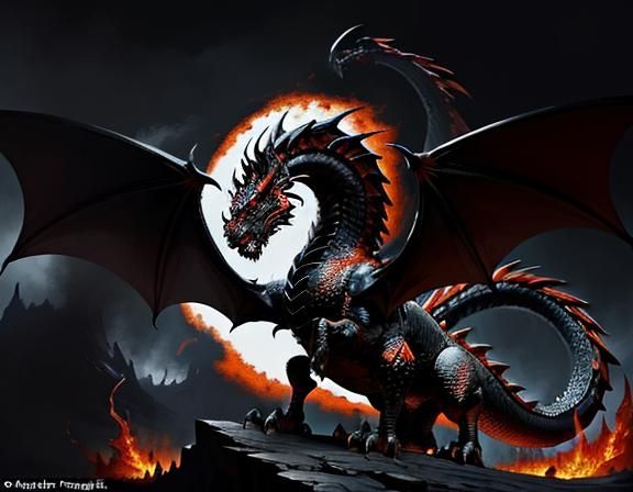 Fiery Dragon in Dynamic Fantasy Art Style