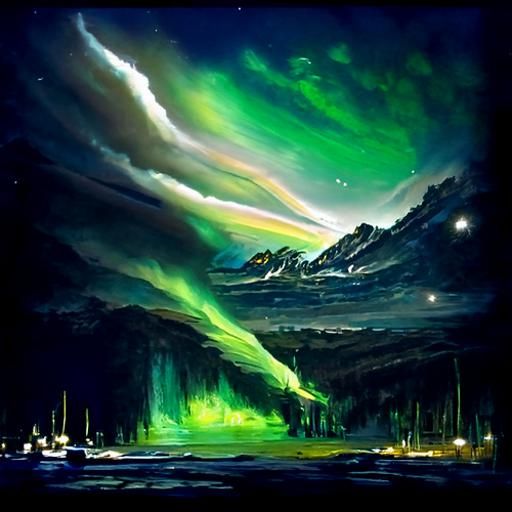 Northern Lights Oil Painting by Gurney Style