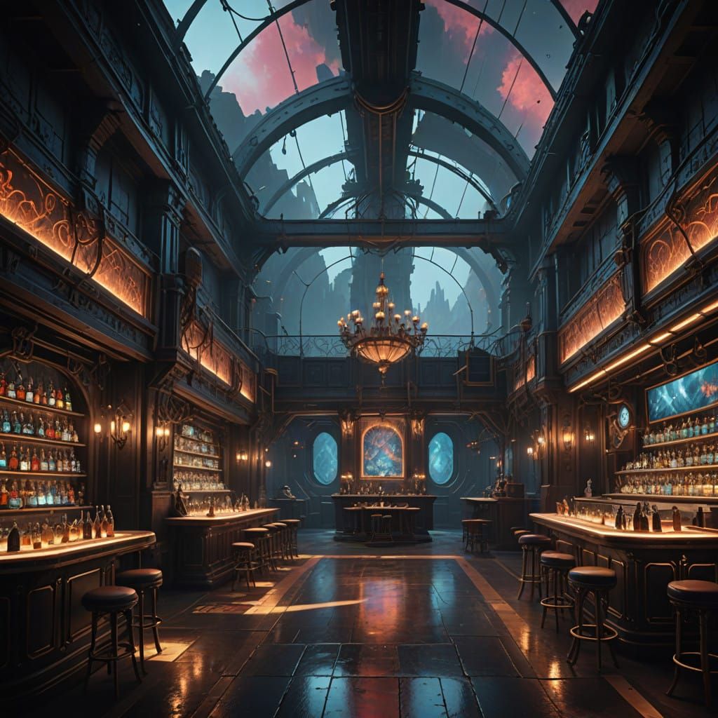 Cyberpunk Nightclub in a Gritty, Iridescent Dreamscape