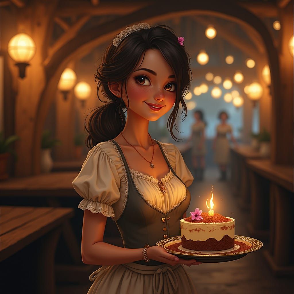 Romantic Pirate's Barn Scene with Petite Waitress and Tirami...