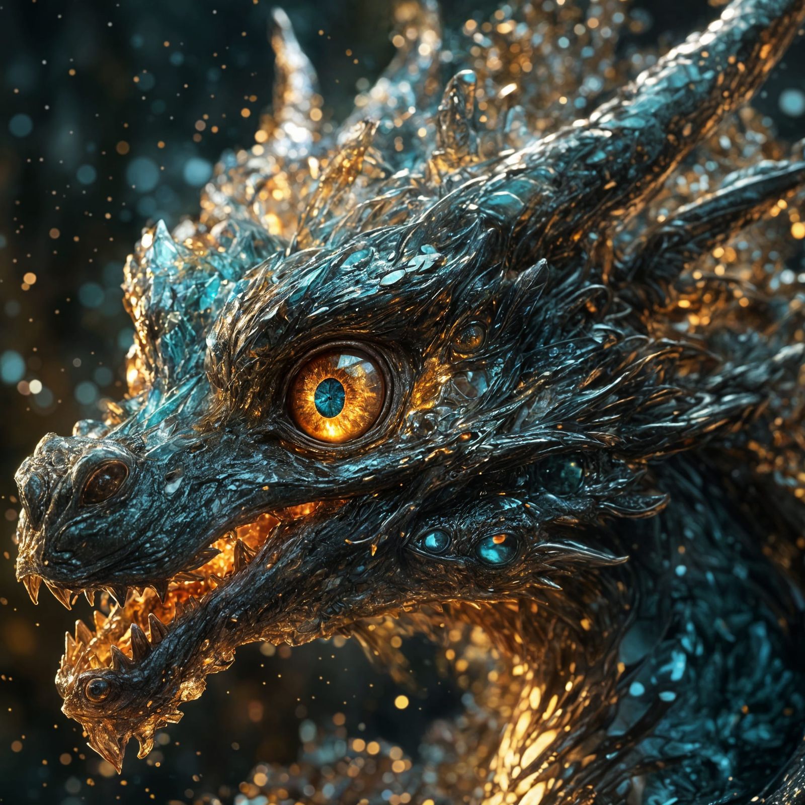 Luminescent Crystal Dragon Portrait in Anime Style