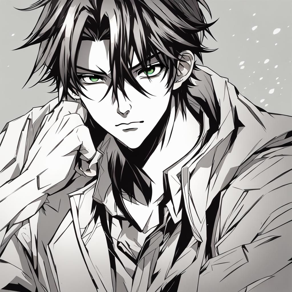 Anime Boy with Orange Hair, Detailed Digital Art