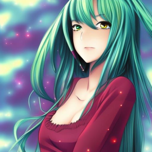 Colorful Anime Girl in Japanese Manga Style