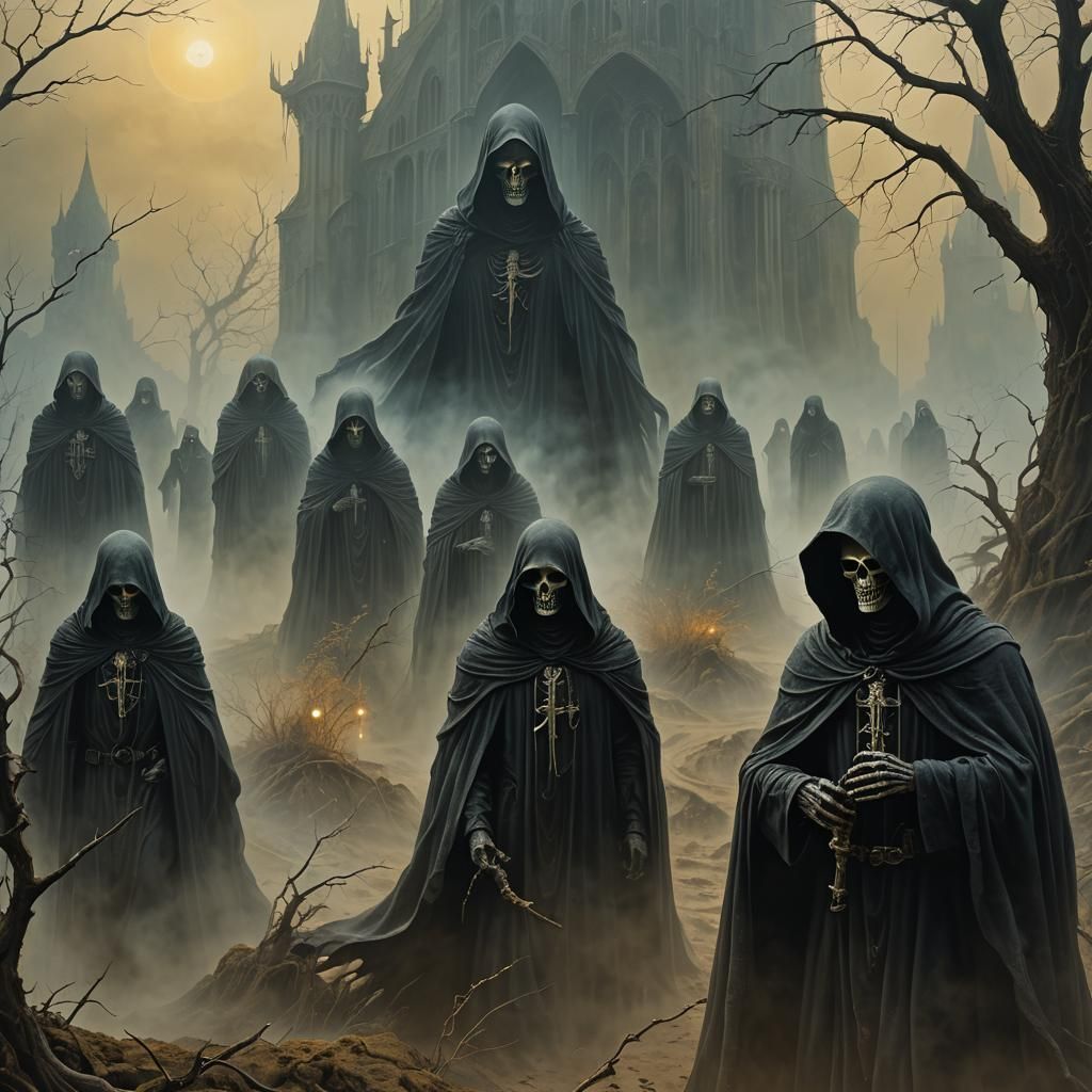 Grim Reaper Guiding Souls in Gothic Surrealism