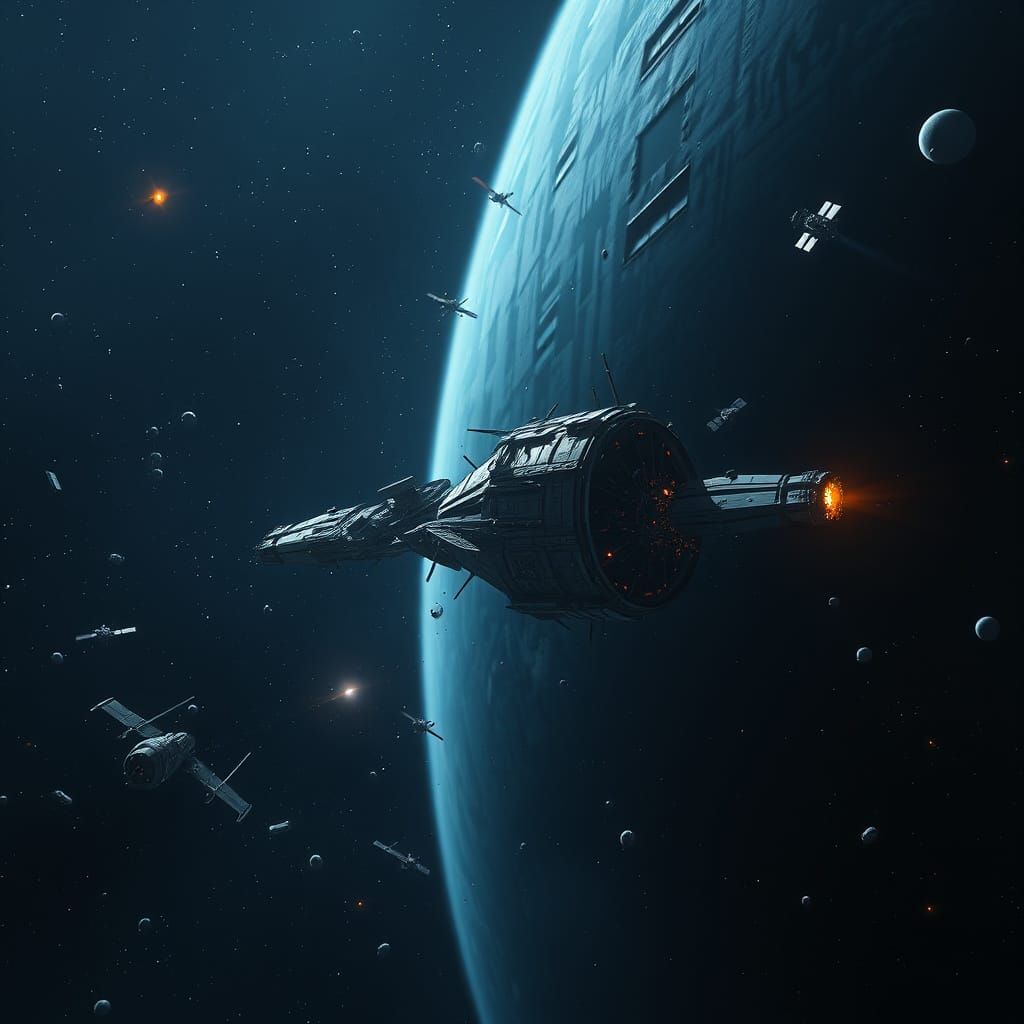 Cosmic Wreckage in Epic Sci-Fi Style