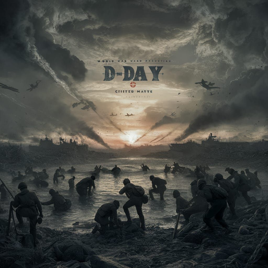 Epic D-Day Battlefield Scene in Digital Matte Painting