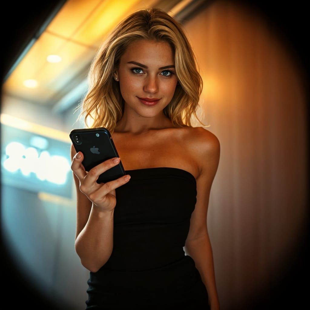 Confident Blonde Woman in Glamorous Evening Attire
