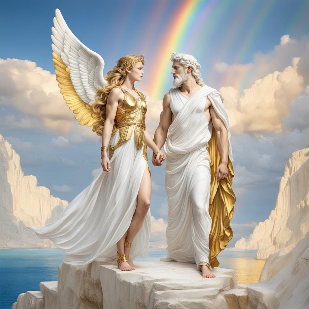 Greek Gods and Goddesses in White and Gold