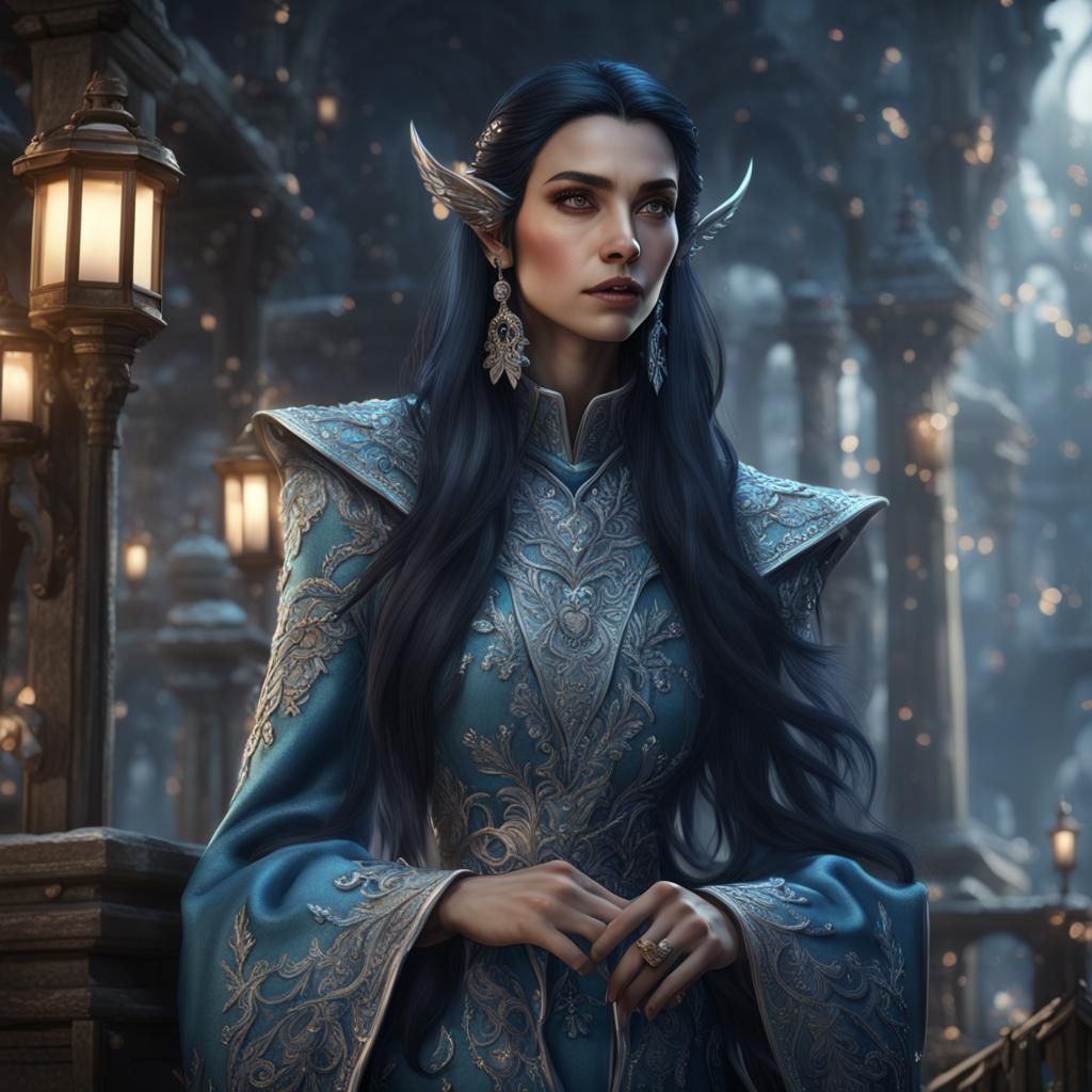 Enchanting Elf Woman in Detailed Digital Painting