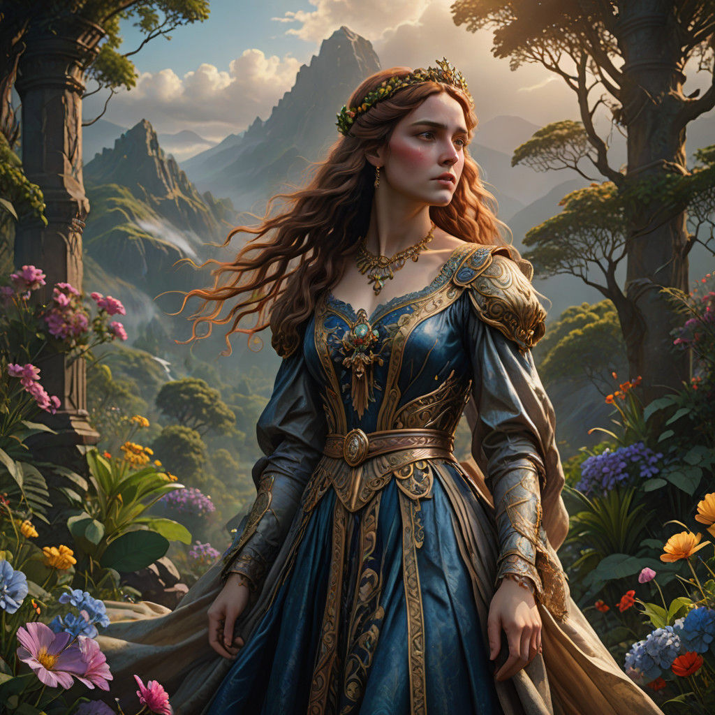 Ethereal Regal Majesty in Vibrant Fantasy Realm