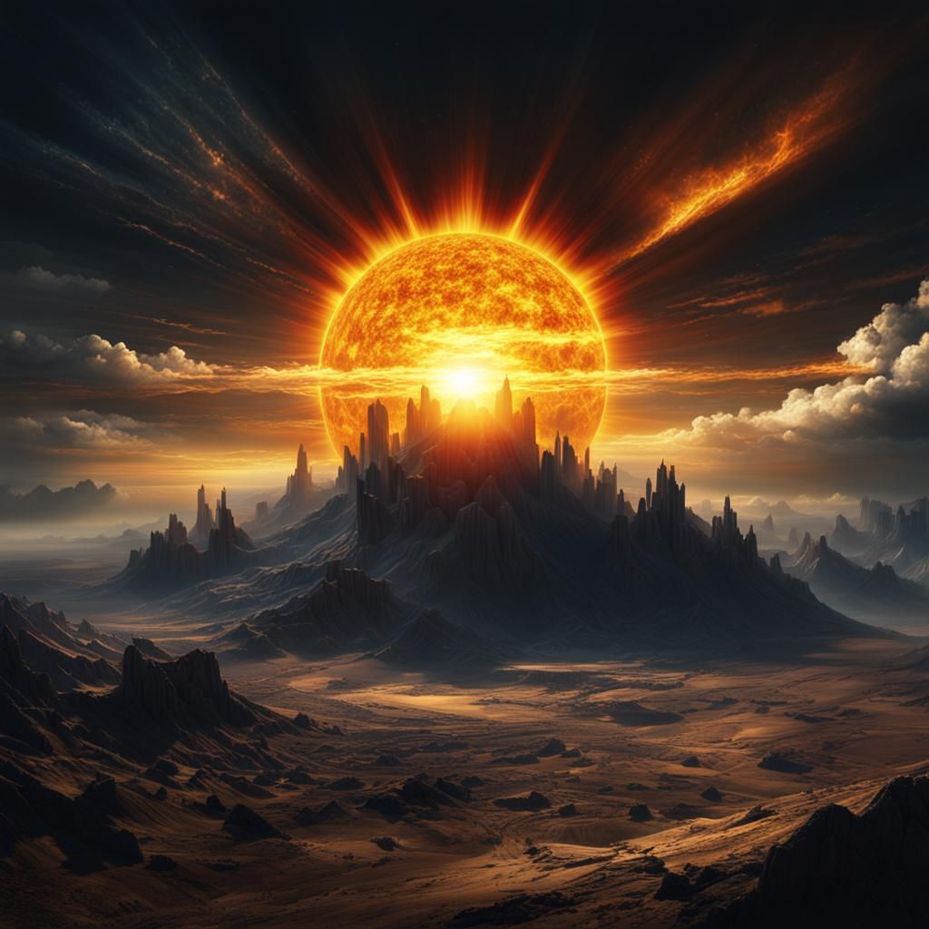 Dramatic Total Solar Eclipse: Cinematic Digital Painting