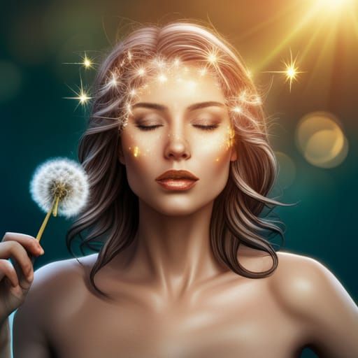 Golden Sparkle Woman Portrait in Hyperdetailed Style