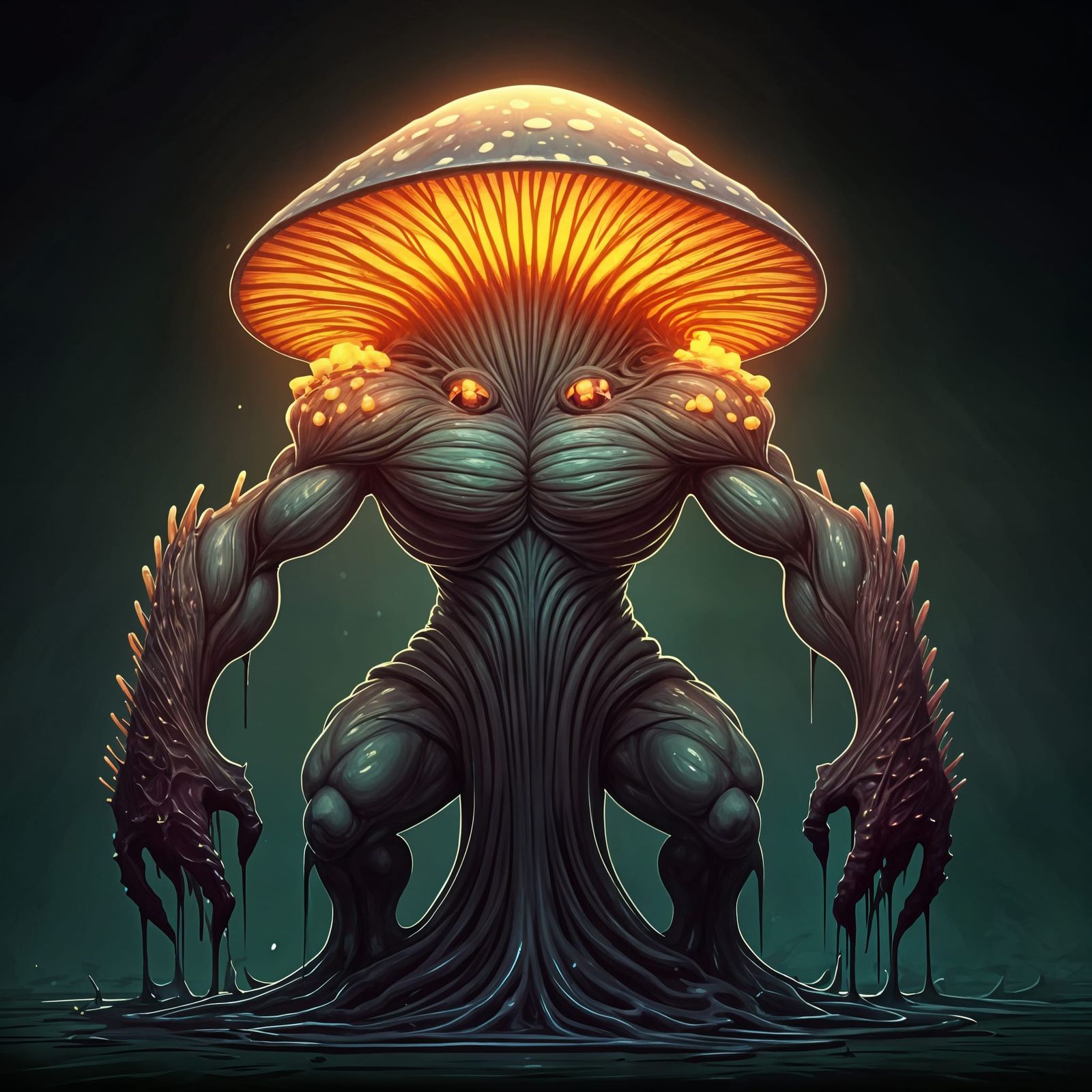 Bioluminescent Myconoid with Spiked Tools