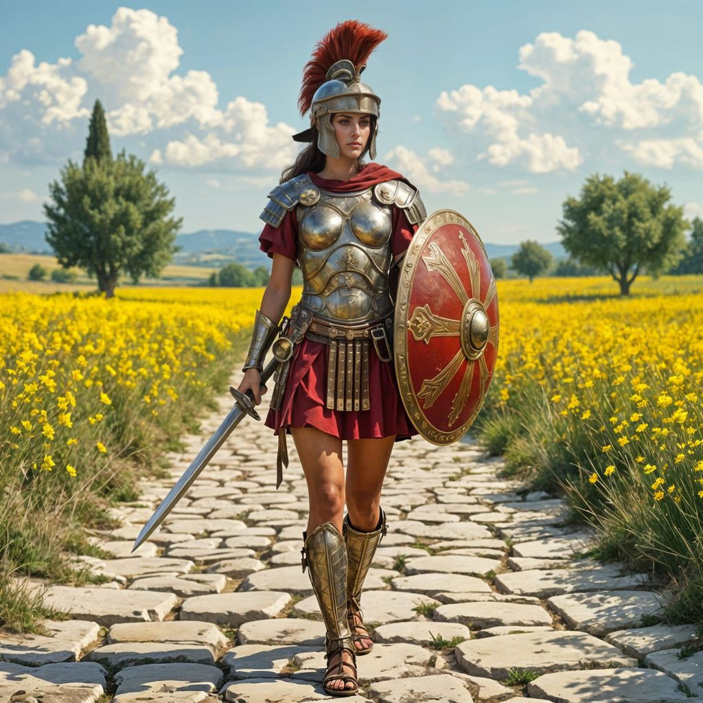 Italian Legionnaire in Mustard Field, Fantasy Illustration