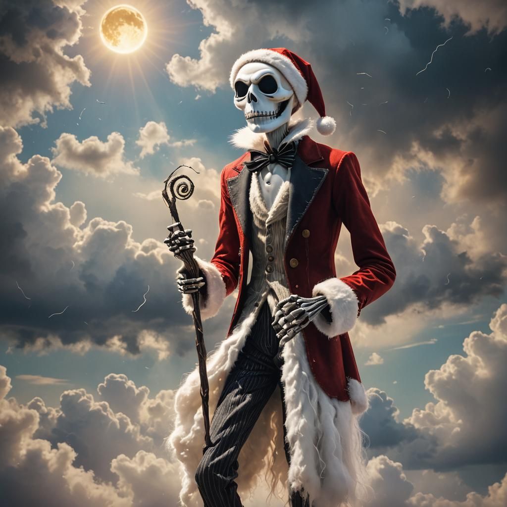 Jack Skellington as Santa in Whimsical Digital Art