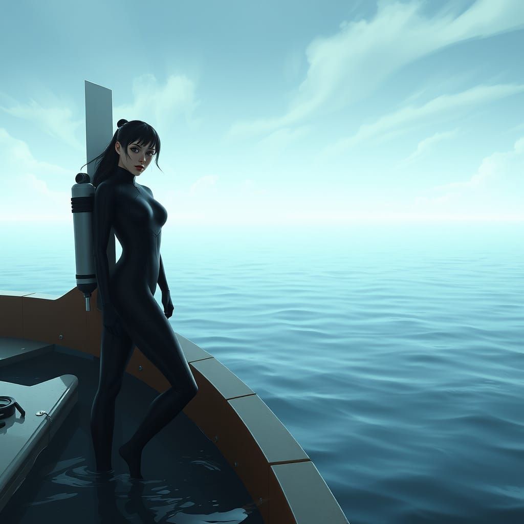 Alex Prepares to Dive: Futuristic Sci-Fi Art