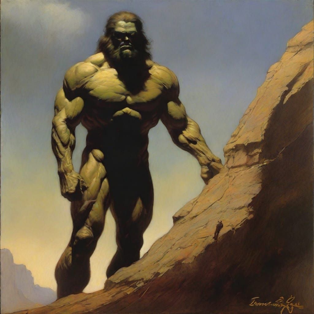 Majestic Cyclops Standing on Windswept Cliffside