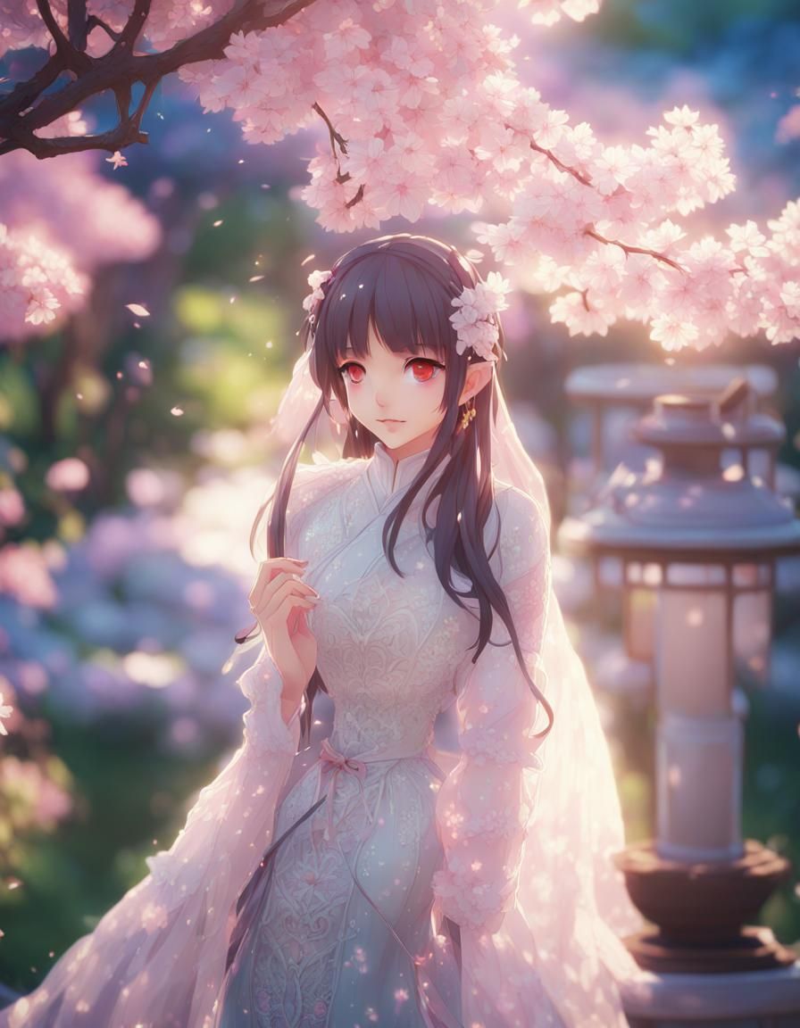 Anime Woman in Serene Garden