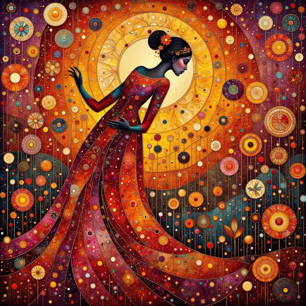 Nature Goddess in Klimt Style with Earth Tones