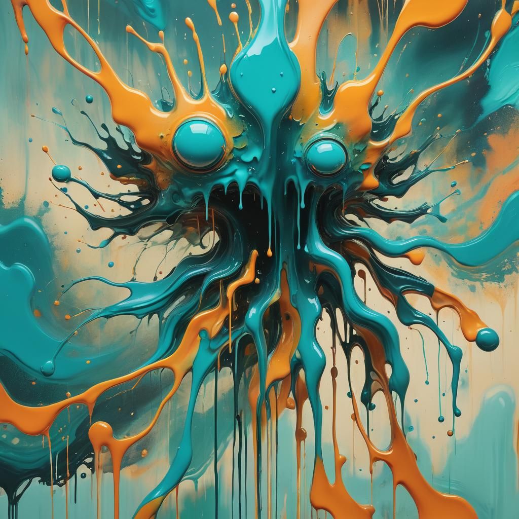 Surreal Teal and Orange Creature in Dreamscape