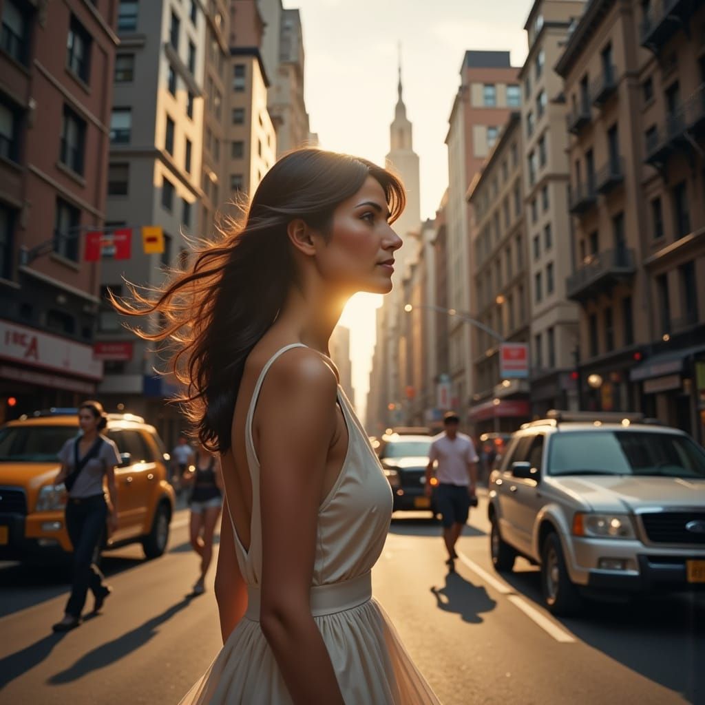 Ethereal New Yorker Under Golden Hour