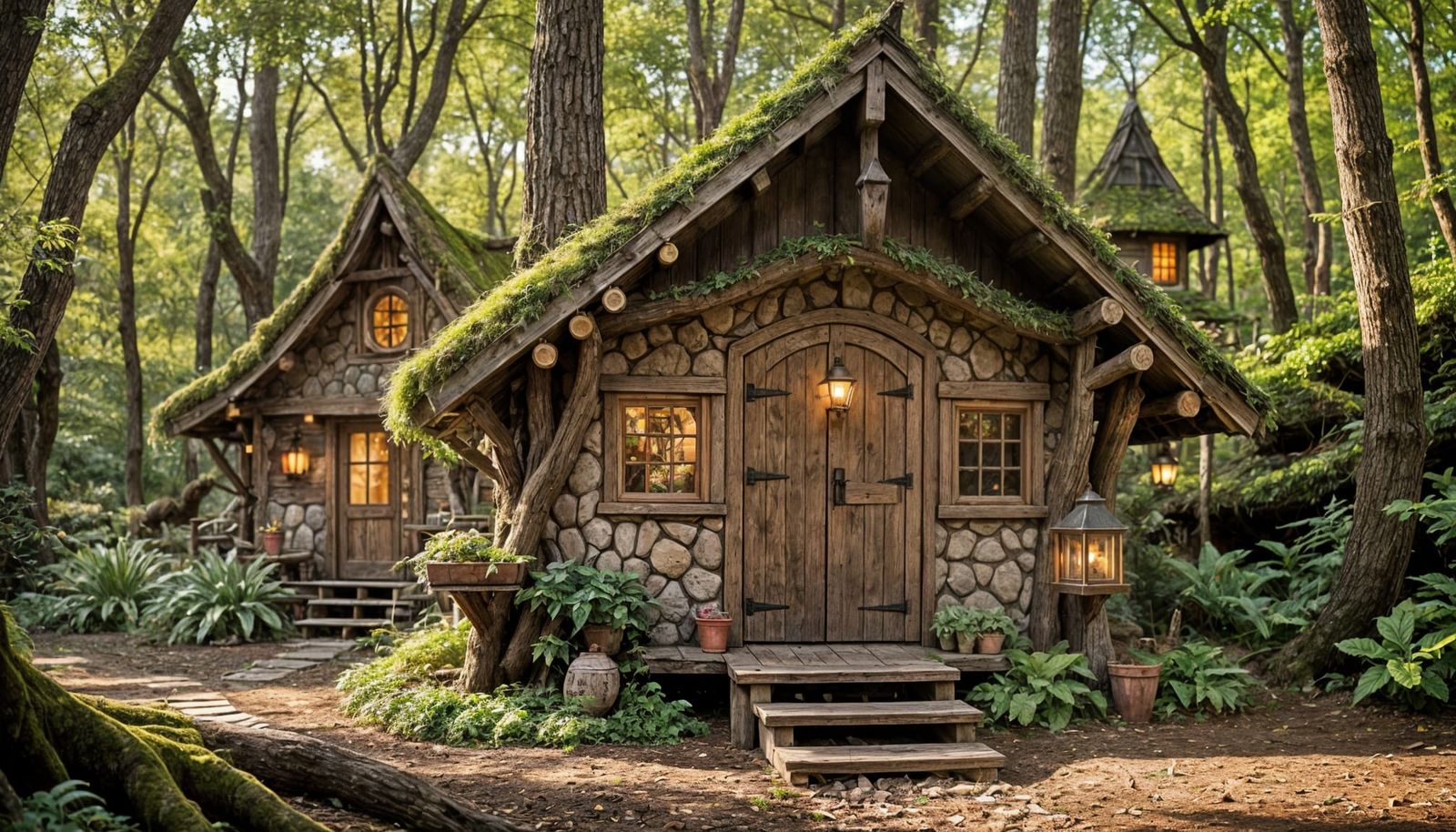 Whimsical Elven Cabin Amidst Ancient Trees