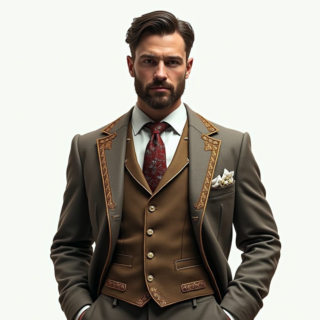 Classic Suit Portrait in Detailed Matte Painting Style