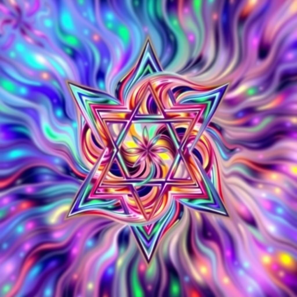 Kaleidoscopic Star of David in Op Art Style