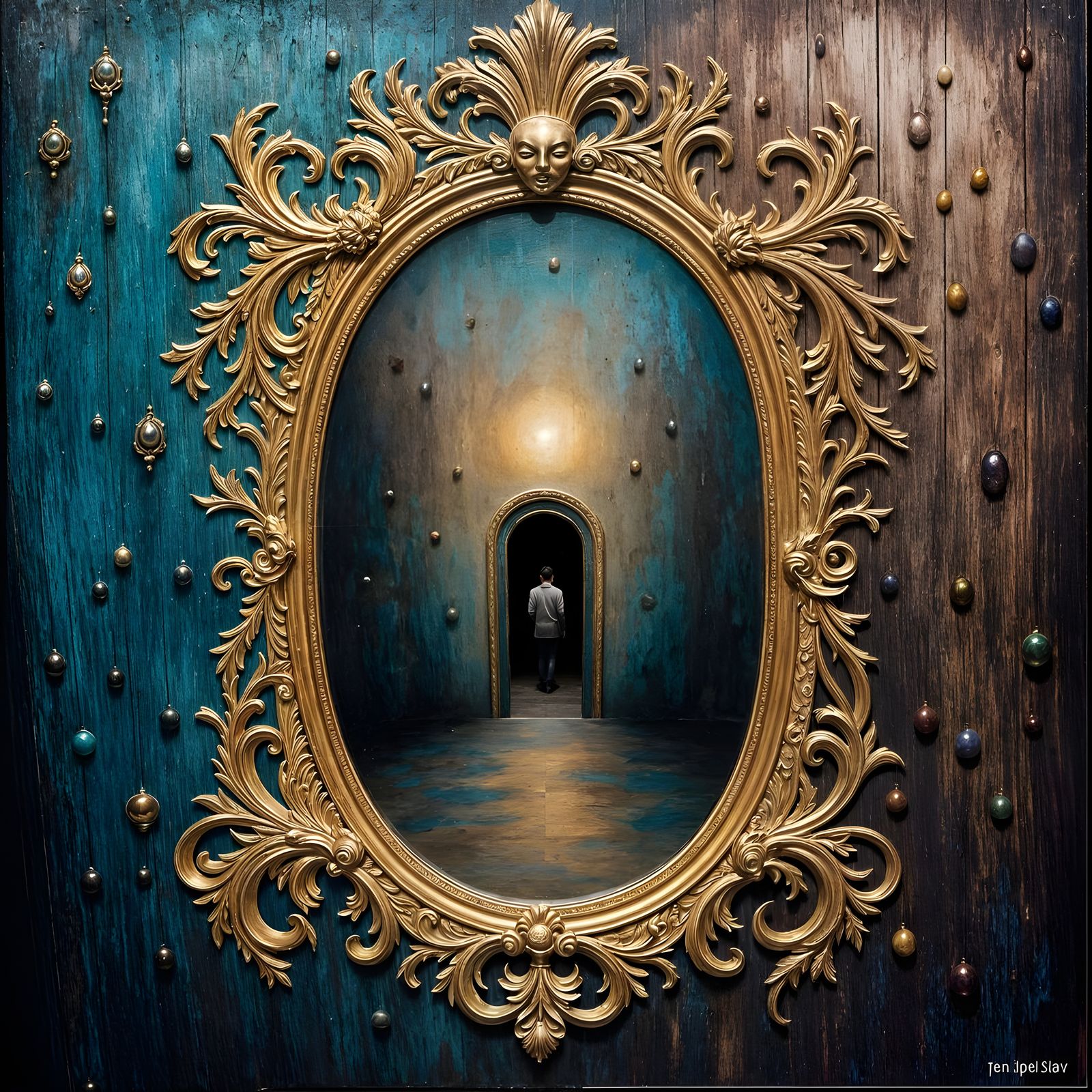 Gothic Dream Mirror in a Darkened Chamber