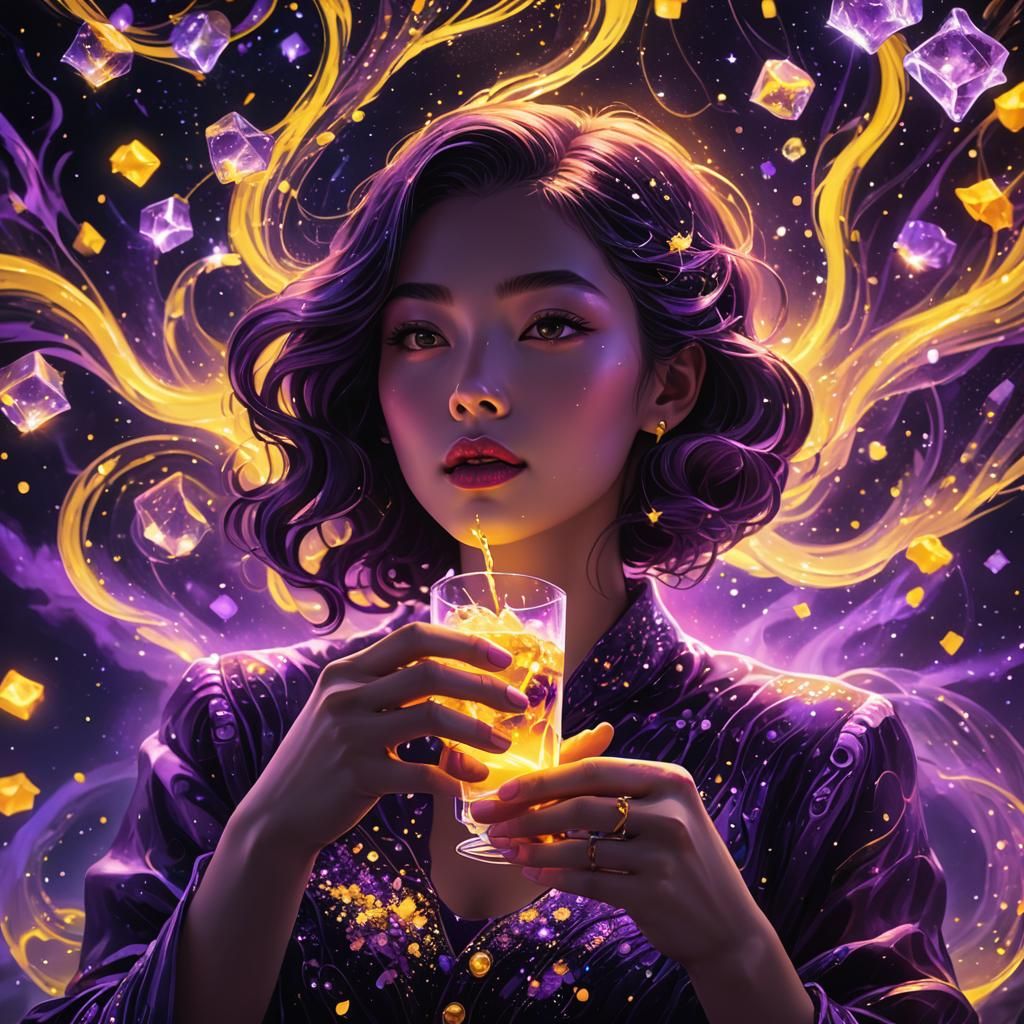 Cosmic Drink in Starry Night Digital Art