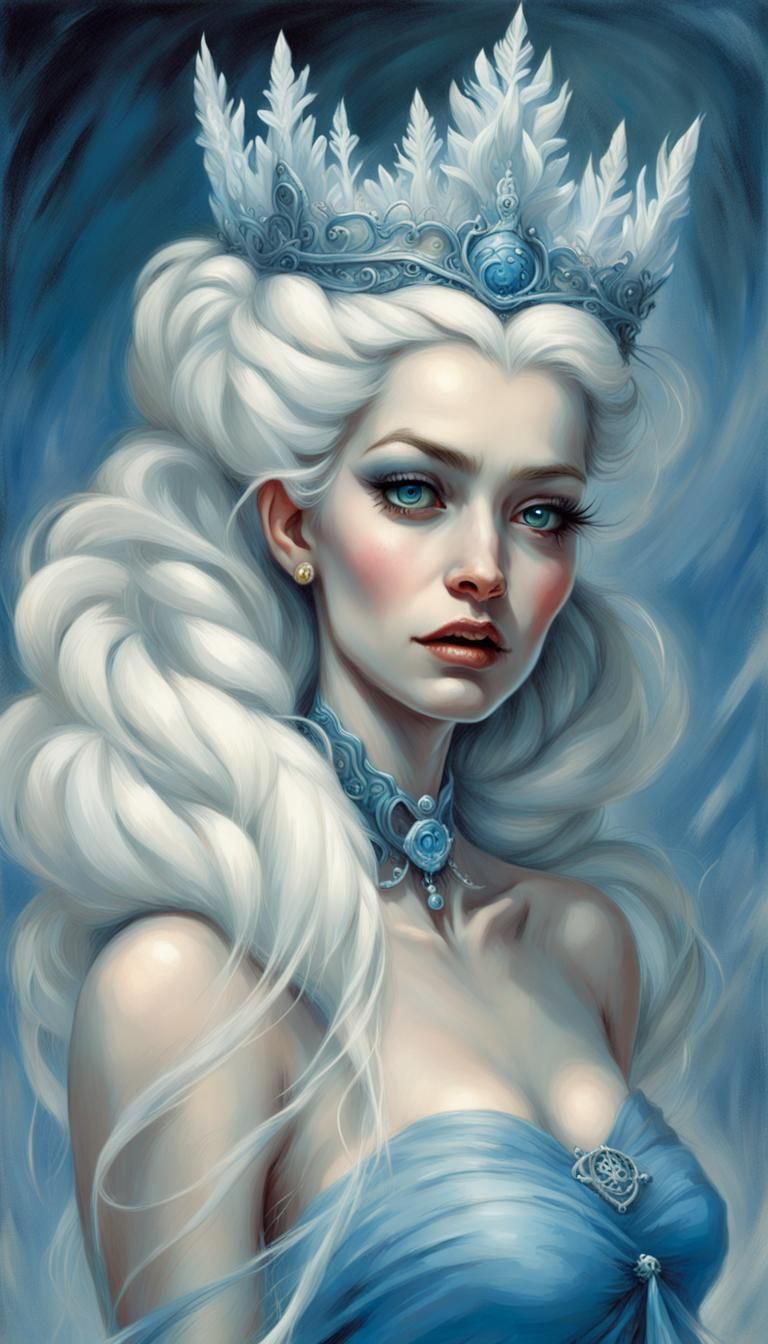 Sinister Snow Queen in Dystopian Ice Gown