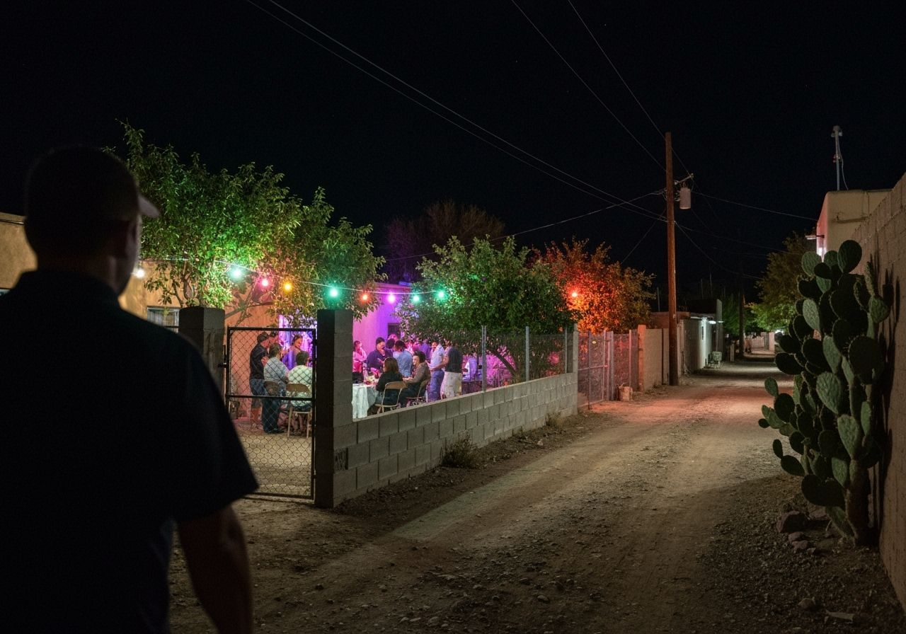 New Mexico Night Party View from Alley