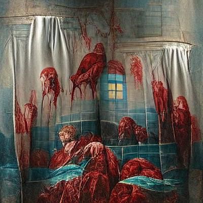Bates Motel Bloody Shower Curtains in Horror Style
