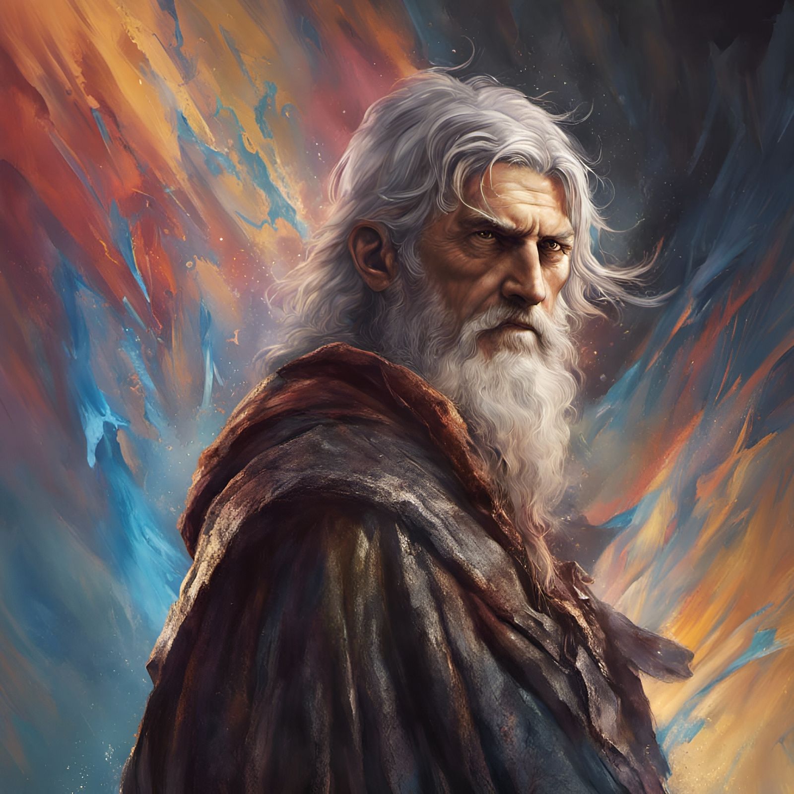 Dramatic Portrait of Merlin in Splash Art Style