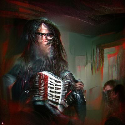 Sinister Accordion Performance in Underground Venue