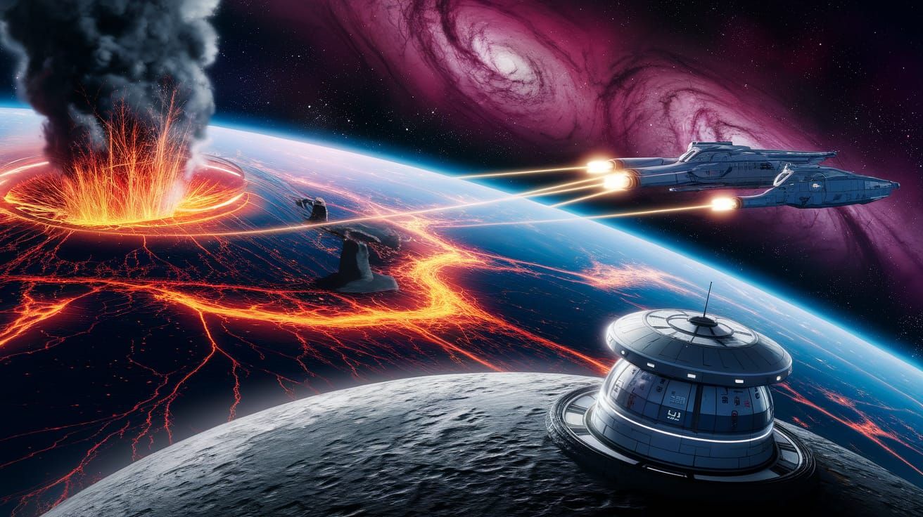 Vibrant Planet Engulfed in Intense Volcanic Action with Lumi...