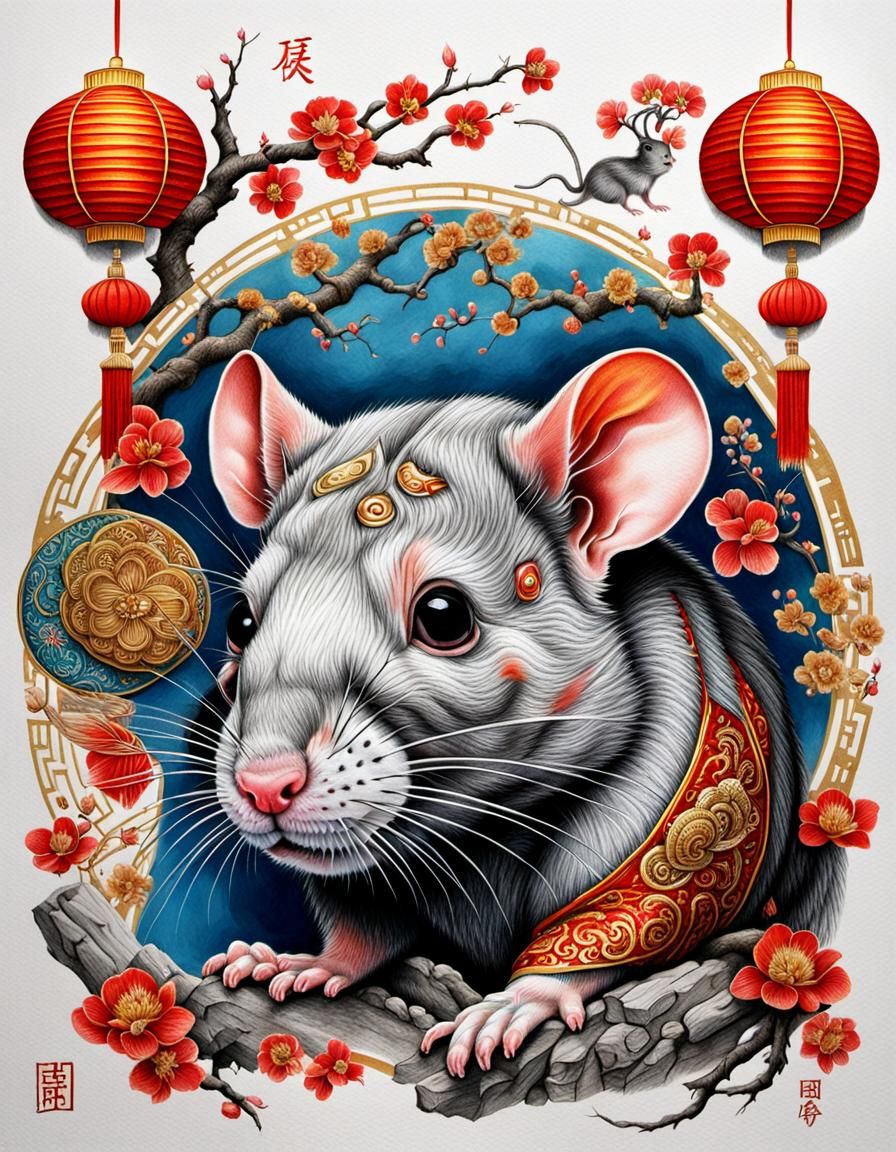 Hyperrealistic Zodiac Rat for Chinese New Year