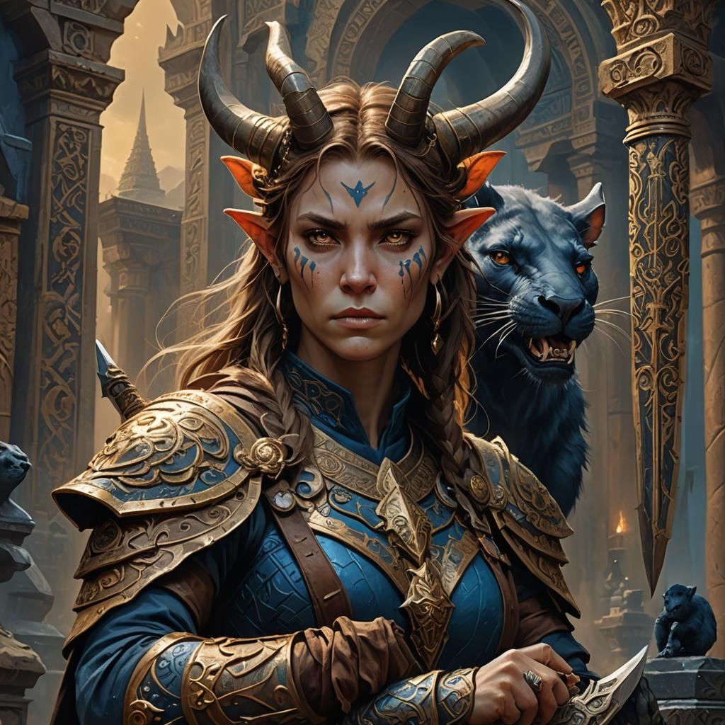 Female Minotaur Invoker in Phyrexian Temple