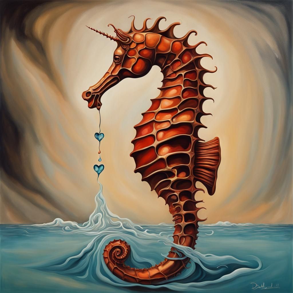 Surreal Seahorse Symbolizes Self-Love in Dali Style