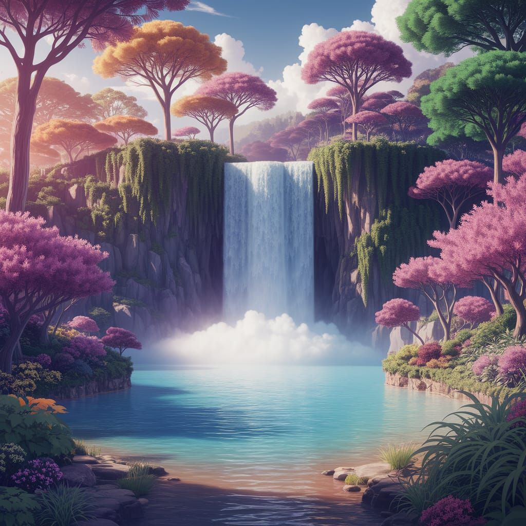 Tropical Botanical Garden in 3D Anime Style