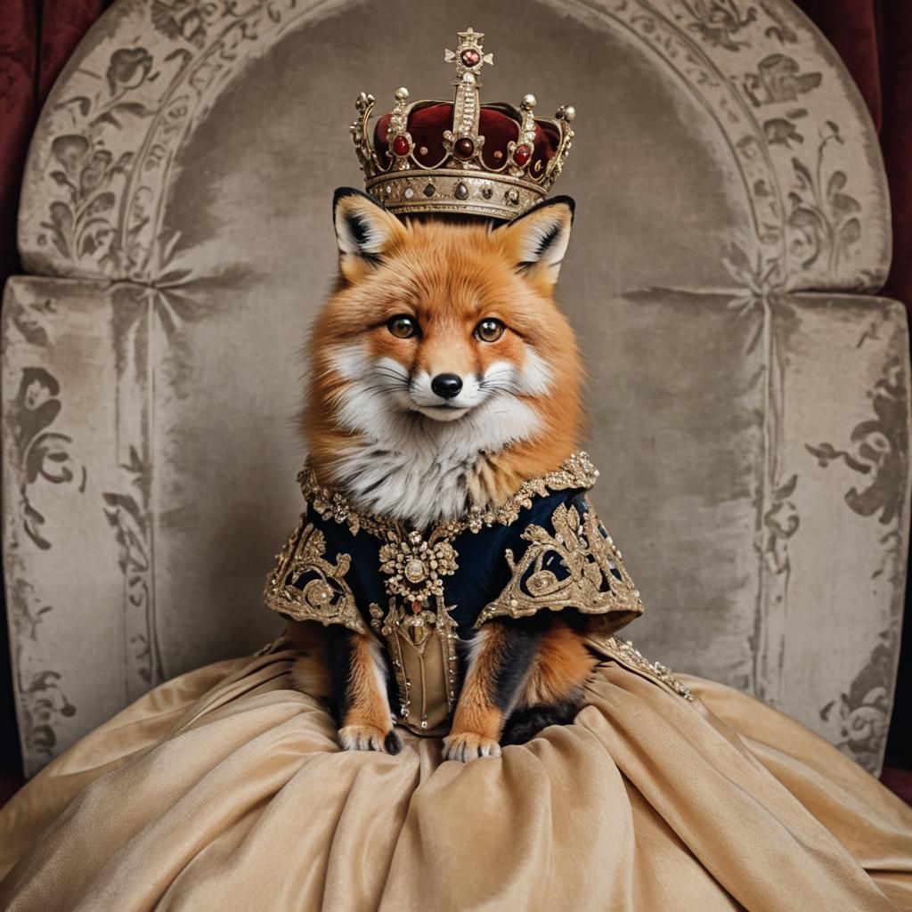 Fox with Crown on Queen Elizabeth I's Lap